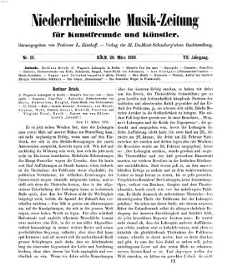 Niederrheinische Musik-Zeitung für Kunstfreunde und Künstler Samstag 26. März 1859