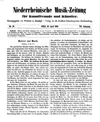 Niederrheinische Musik-Zeitung für Kunstfreunde und Künstler Samstag 30. April 1859