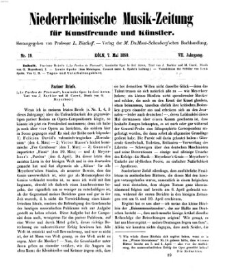 Niederrheinische Musik-Zeitung für Kunstfreunde und Künstler Samstag 7. Mai 1859