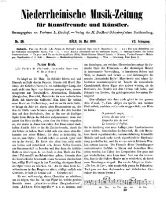 Niederrheinische Musik-Zeitung für Kunstfreunde und Künstler Samstag 14. Mai 1859