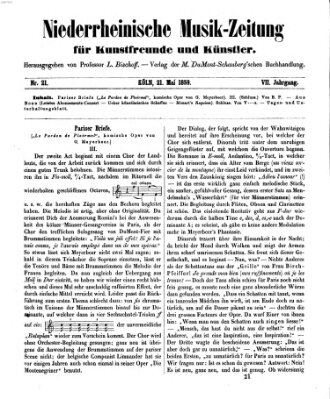 Niederrheinische Musik-Zeitung für Kunstfreunde und Künstler Samstag 21. Mai 1859