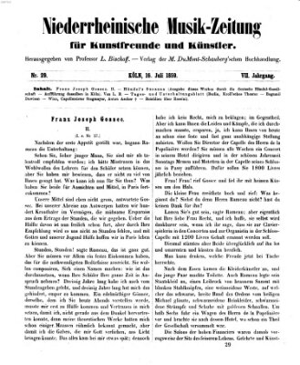 Niederrheinische Musik-Zeitung für Kunstfreunde und Künstler Samstag 16. Juli 1859