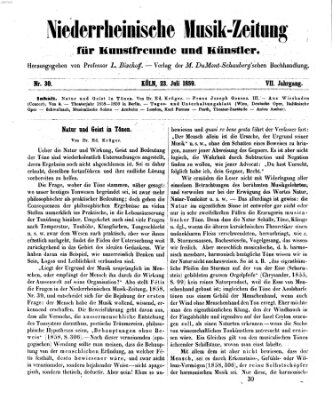 Niederrheinische Musik-Zeitung für Kunstfreunde und Künstler Samstag 23. Juli 1859