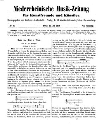 Niederrheinische Musik-Zeitung für Kunstfreunde und Künstler Samstag 30. Juli 1859