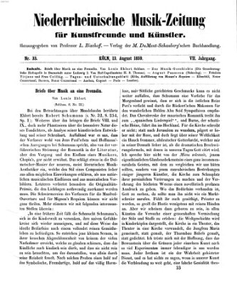 Niederrheinische Musik-Zeitung für Kunstfreunde und Künstler Samstag 13. August 1859