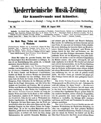 Niederrheinische Musik-Zeitung für Kunstfreunde und Künstler Samstag 20. August 1859