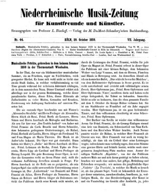 Niederrheinische Musik-Zeitung für Kunstfreunde und Künstler Samstag 29. Oktober 1859