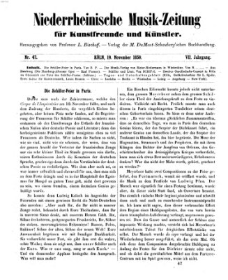 Niederrheinische Musik-Zeitung für Kunstfreunde und Künstler Samstag 19. November 1859