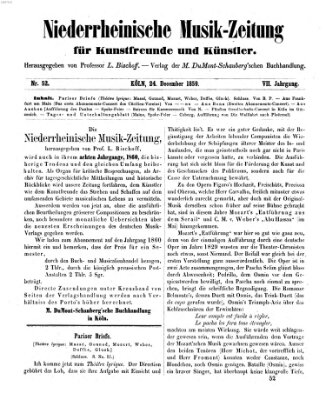 Niederrheinische Musik-Zeitung für Kunstfreunde und Künstler Samstag 24. Dezember 1859