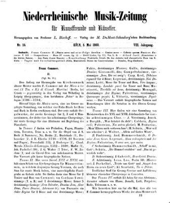 Niederrheinische Musik-Zeitung für Kunstfreunde und Künstler Samstag 5. Mai 1860