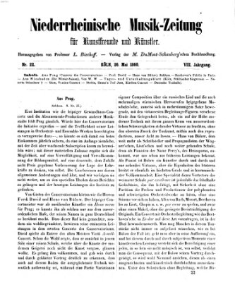 Niederrheinische Musik-Zeitung für Kunstfreunde und Künstler Samstag 26. Mai 1860