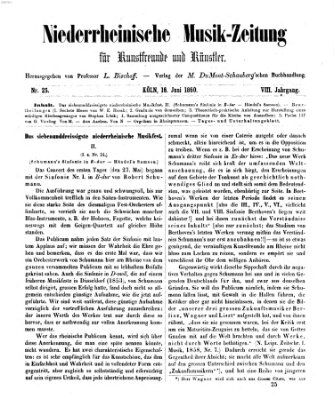 Niederrheinische Musik-Zeitung für Kunstfreunde und Künstler Samstag 16. Juni 1860