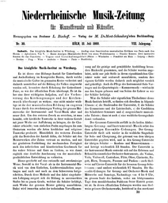 Niederrheinische Musik-Zeitung für Kunstfreunde und Künstler Samstag 21. Juli 1860