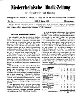 Niederrheinische Musik-Zeitung für Kunstfreunde und Künstler Samstag 4. August 1860