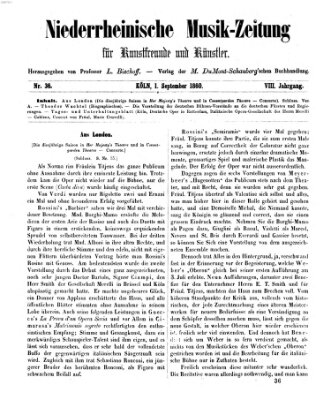 Niederrheinische Musik-Zeitung für Kunstfreunde und Künstler Samstag 1. September 1860