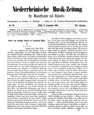 Niederrheinische Musik-Zeitung für Kunstfreunde und Künstler Samstag 15. September 1860