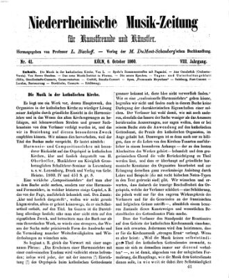 Niederrheinische Musik-Zeitung für Kunstfreunde und Künstler Samstag 6. Oktober 1860