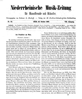 Niederrheinische Musik-Zeitung für Kunstfreunde und Künstler Samstag 20. Oktober 1860