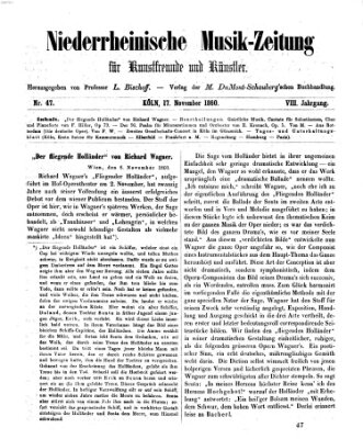 Niederrheinische Musik-Zeitung für Kunstfreunde und Künstler Samstag 17. November 1860