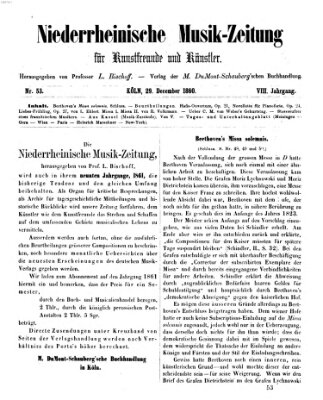 Niederrheinische Musik-Zeitung für Kunstfreunde und Künstler Samstag 29. Dezember 1860