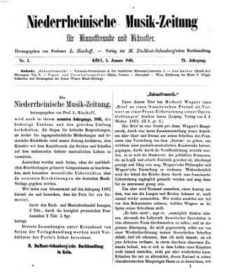 Niederrheinische Musik-Zeitung für Kunstfreunde und Künstler Samstag 5. Januar 1861