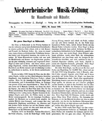 Niederrheinische Musik-Zeitung für Kunstfreunde und Künstler Samstag 26. Januar 1861