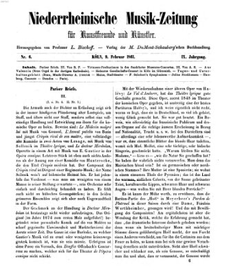 Niederrheinische Musik-Zeitung für Kunstfreunde und Künstler Samstag 9. Februar 1861