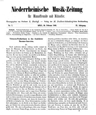 Niederrheinische Musik-Zeitung für Kunstfreunde und Künstler Samstag 16. Februar 1861