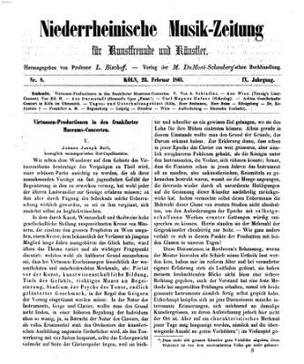 Niederrheinische Musik-Zeitung für Kunstfreunde und Künstler Samstag 23. Februar 1861