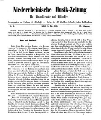 Niederrheinische Musik-Zeitung für Kunstfreunde und Künstler Samstag 2. März 1861