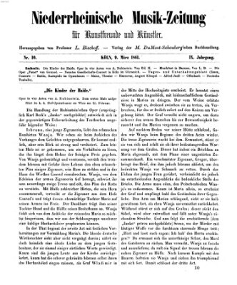 Niederrheinische Musik-Zeitung für Kunstfreunde und Künstler Samstag 9. März 1861