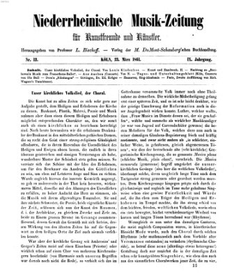 Niederrheinische Musik-Zeitung für Kunstfreunde und Künstler Samstag 23. März 1861