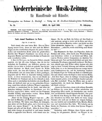 Niederrheinische Musik-Zeitung für Kunstfreunde und Künstler Samstag 13. April 1861