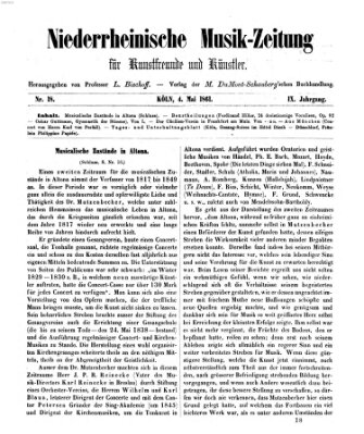 Niederrheinische Musik-Zeitung für Kunstfreunde und Künstler Samstag 4. Mai 1861