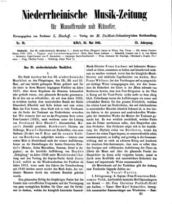 Niederrheinische Musik-Zeitung für Kunstfreunde und Künstler Samstag 25. Mai 1861