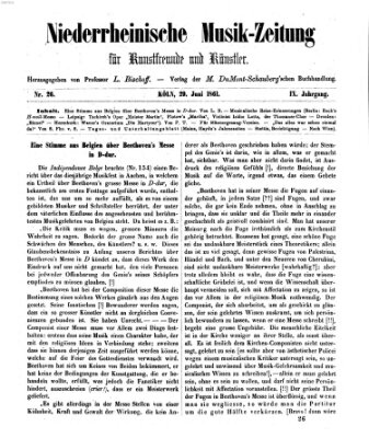 Niederrheinische Musik-Zeitung für Kunstfreunde und Künstler Samstag 29. Juni 1861