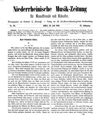 Niederrheinische Musik-Zeitung für Kunstfreunde und Künstler Samstag 13. Juli 1861