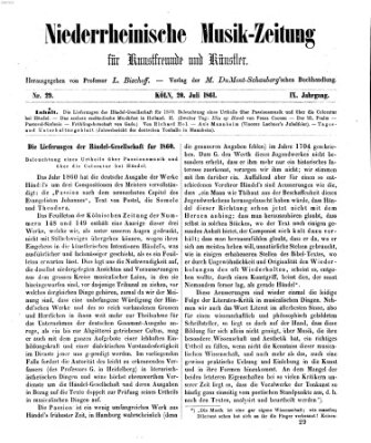 Niederrheinische Musik-Zeitung für Kunstfreunde und Künstler Samstag 20. Juli 1861