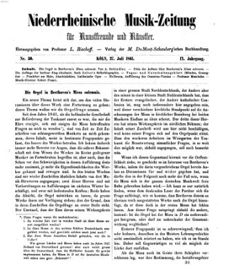 Niederrheinische Musik-Zeitung für Kunstfreunde und Künstler Samstag 27. Juli 1861