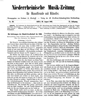 Niederrheinische Musik-Zeitung für Kunstfreunde und Künstler Samstag 10. August 1861