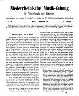 Niederrheinische Musik-Zeitung für Kunstfreunde und Künstler Samstag 7. September 1861