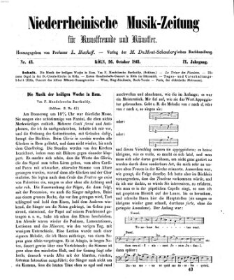 Niederrheinische Musik-Zeitung für Kunstfreunde und Künstler Samstag 26. Oktober 1861