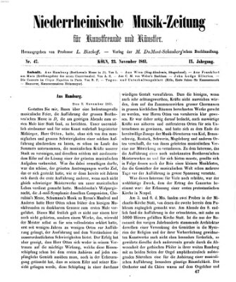 Niederrheinische Musik-Zeitung für Kunstfreunde und Künstler Samstag 23. November 1861