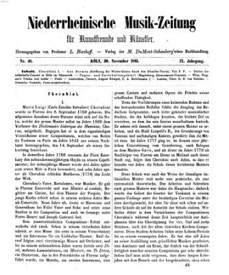 Niederrheinische Musik-Zeitung für Kunstfreunde und Künstler Samstag 30. November 1861