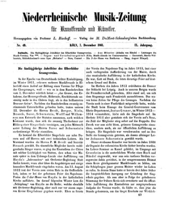 Niederrheinische Musik-Zeitung für Kunstfreunde und Künstler Samstag 7. Dezember 1861