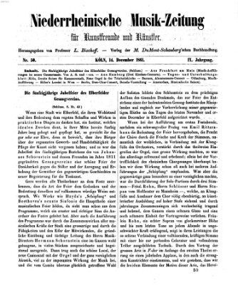 Niederrheinische Musik-Zeitung für Kunstfreunde und Künstler Samstag 14. Dezember 1861