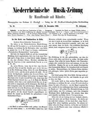 Niederrheinische Musik-Zeitung für Kunstfreunde und Künstler Samstag 21. Dezember 1861