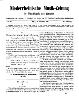 Niederrheinische Musik-Zeitung für Kunstfreunde und Künstler Samstag 28. Dezember 1861