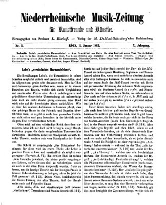 Niederrheinische Musik-Zeitung für Kunstfreunde und Künstler Samstag 11. Januar 1862