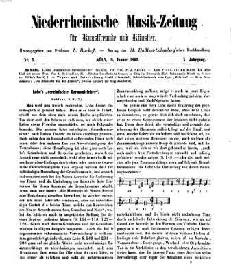 Niederrheinische Musik-Zeitung für Kunstfreunde und Künstler Samstag 18. Januar 1862